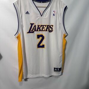 adidas White and Yellow Lakers Jersey